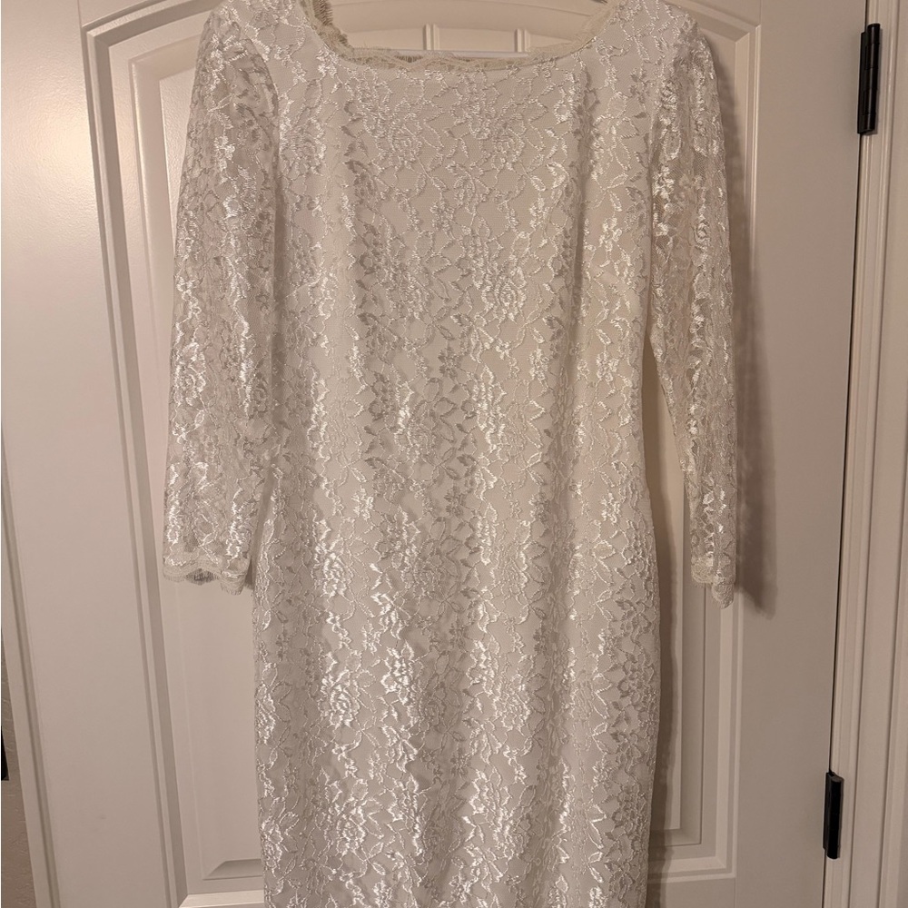 Simply Liliana White Lace Long Sleeve Dress